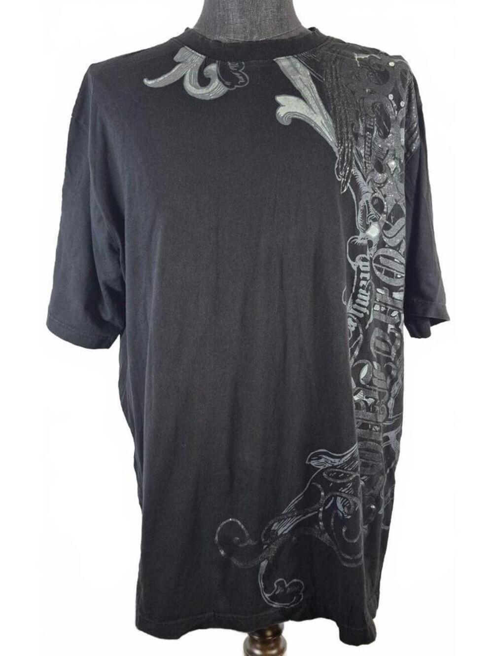 Southpole Premium 3XL Black Y2K Graphic Rhinestone Streetwear Tee